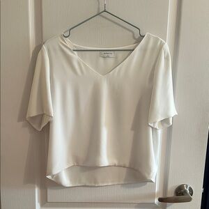 Babaton White V-neck short sleeve top